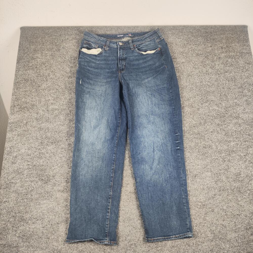 Old Navy High-Rise Loose Jeans Womens 12 Medium Wash Blue Relaxed Straight Denim